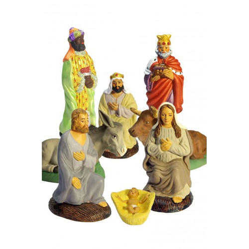 Set de 8 pièces nativité avec Vierge brune